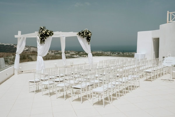 Spring Destination Wedding Santorini White Roses Chic Decor