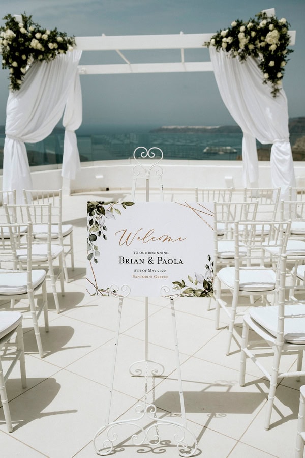 Spring Destination Wedding Santorini White Roses Chic Decor