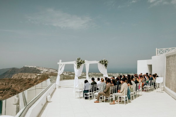 Spring Destination Wedding Santorini White Roses Chic Decor