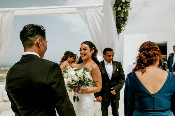 Spring Destination Wedding Santorini White Roses Chic Decor