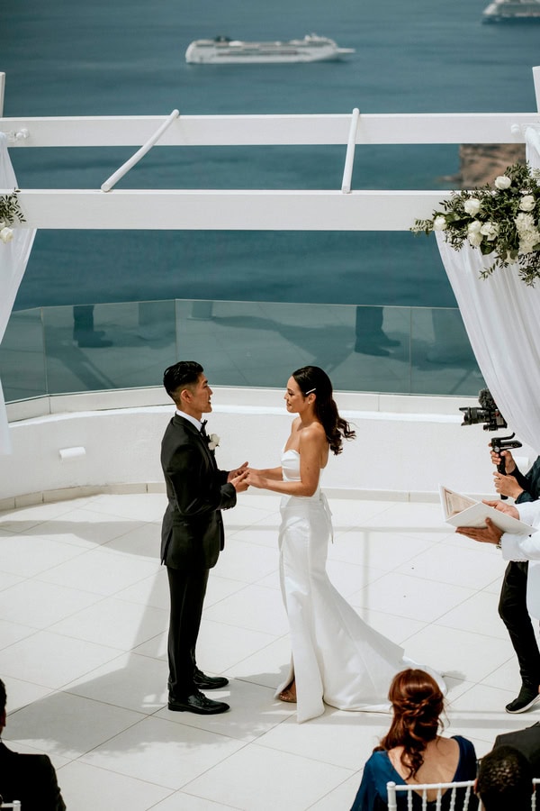 Spring Destination Wedding Santorini White Roses Chic Decor