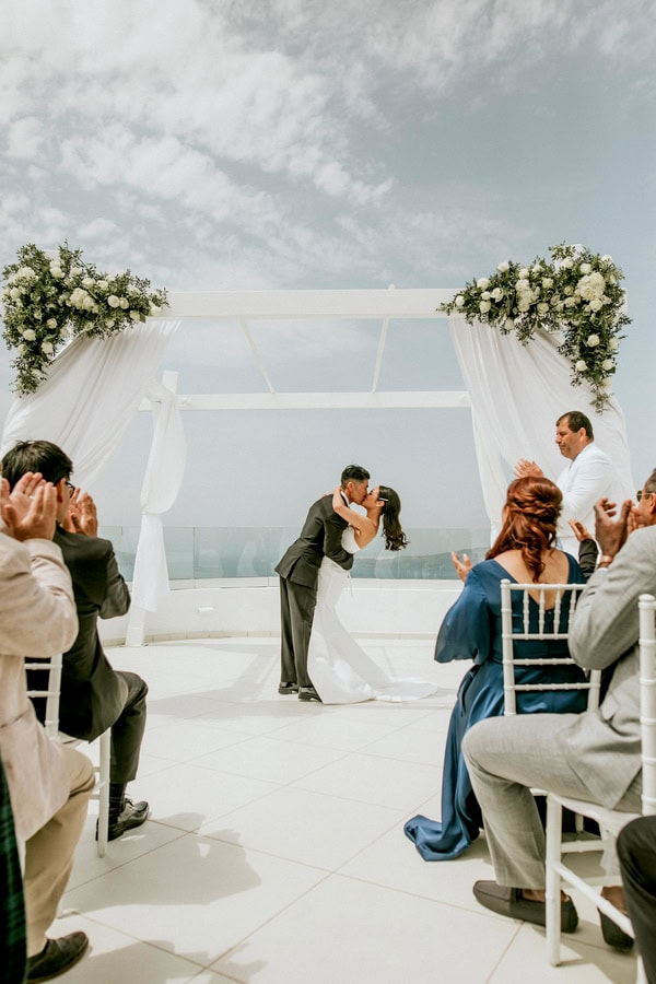 Spring Destination Wedding Santorini White Roses Chic Decor
