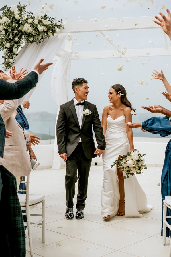 Spring Destination Wedding Santorini White Roses Chic Decor