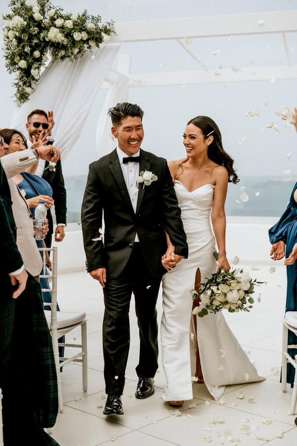 Spring Destination Wedding Santorini White Roses Chic Decor