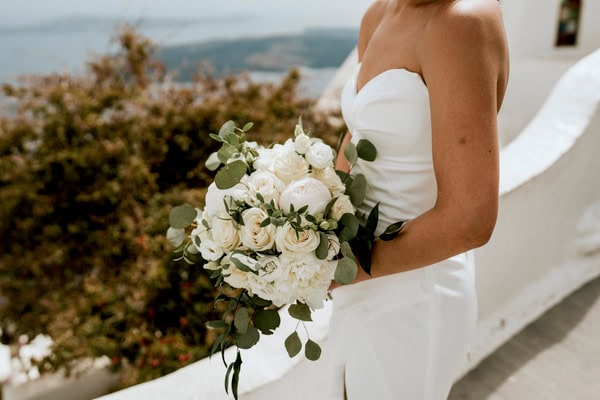 Spring Destination Wedding Santorini White Roses Chic Decor