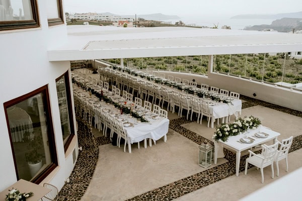 Spring Destination Wedding Santorini White Roses Chic Decor