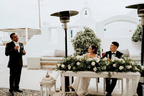 Spring Destination Wedding Santorini White Roses Chic Decor