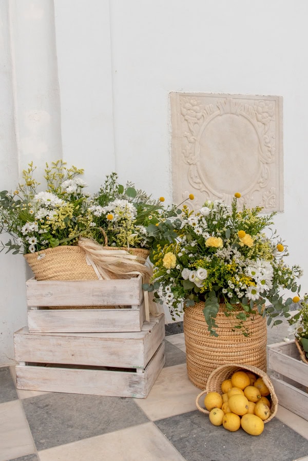 Spring Wedding Tinos Rustic Details Lemons Flowers
