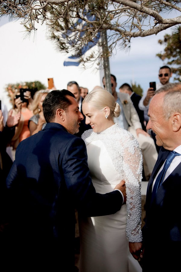 Spring Wedding With Chic Details In Santorini