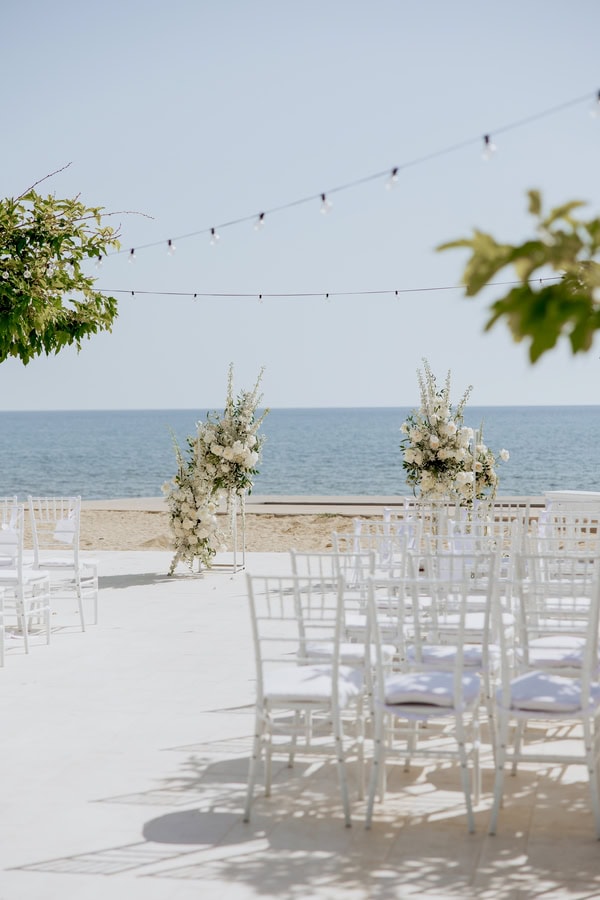 Classic Timeless Wedding By The Sea With White Blooms