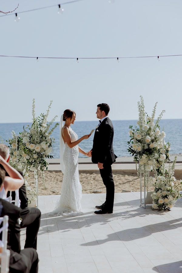 Classic Timeless Wedding By The Sea With White Blooms