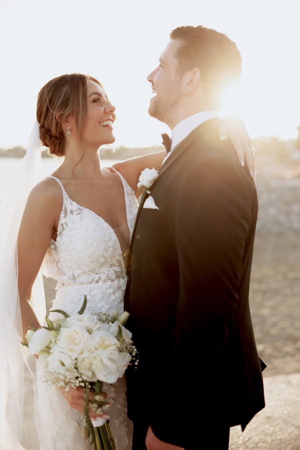 Classic Timeless Wedding By The Sea With White Blooms
