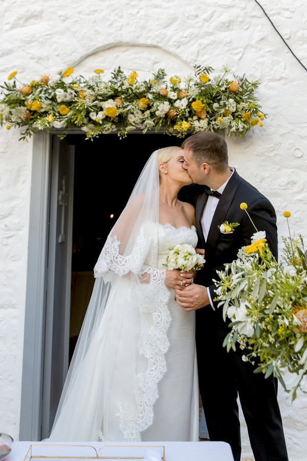 Organic Chic Wedding Hydra Natural Elements Yellow Flowers