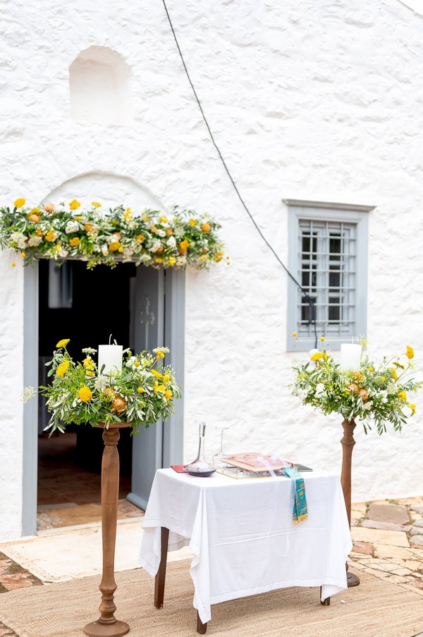 Organic Chic Wedding Hydra Natural Elements Yellow Flowers