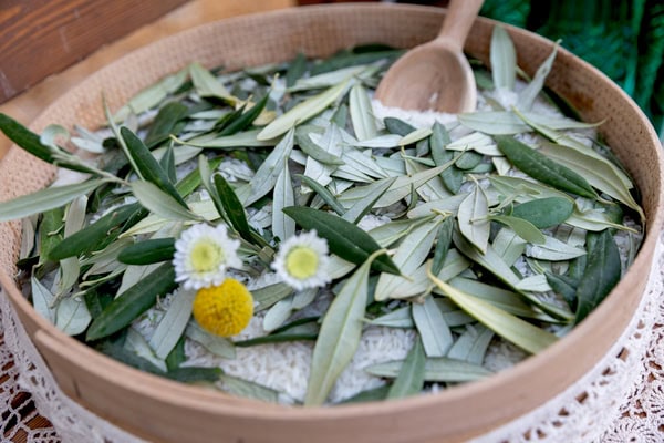 Organic Chic Wedding Hydra Natural Elements Yellow Flowers