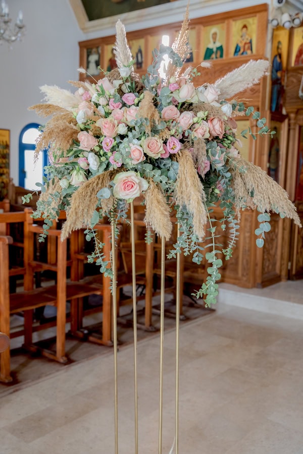 Romantic Boho Wedding With Pampas Grass And Roses