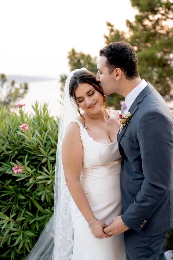 Romantic Summer Wedding Aegina Colorful Floral Arrangements