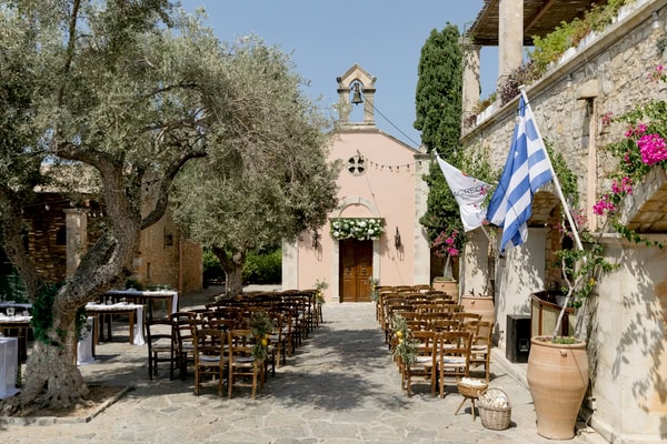 Crete Wedding With White Flowers Olive Branches And Love Filled Atmosphere