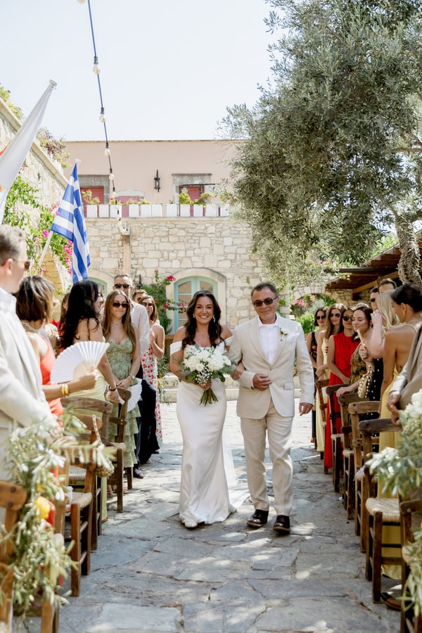 Crete Wedding With White Flowers Olive Branches And Love Filled Atmosphere