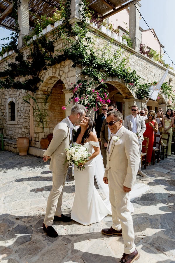 Crete Wedding With White Flowers Olive Branches And Love Filled Atmosphere