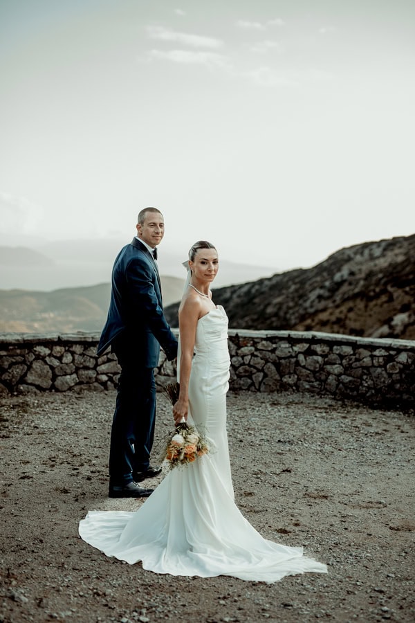 Fall Wedding With Garden Style Floral Arrangements In Lefkada