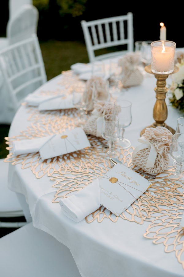 Romantic Wedding With White Flowers And Golden Details