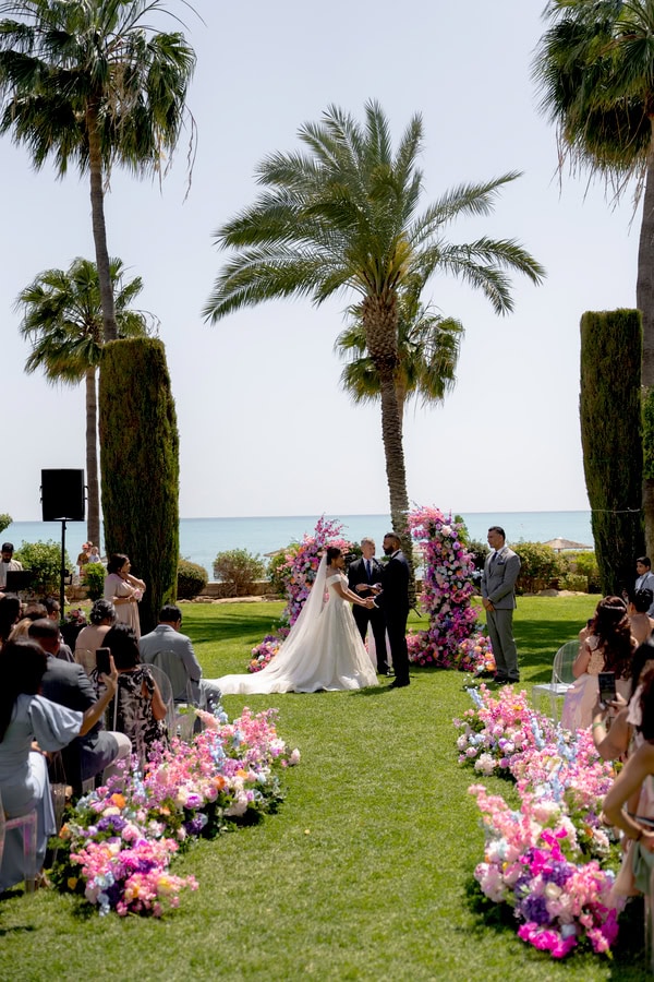 Spring Destination Wedding Colorful Flowers Columbia Beach Resort