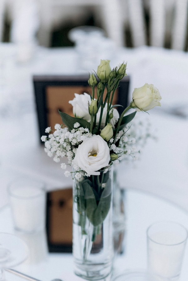 Summer Minimal Chic Wedding With White Hydrangeas And Babys Breath