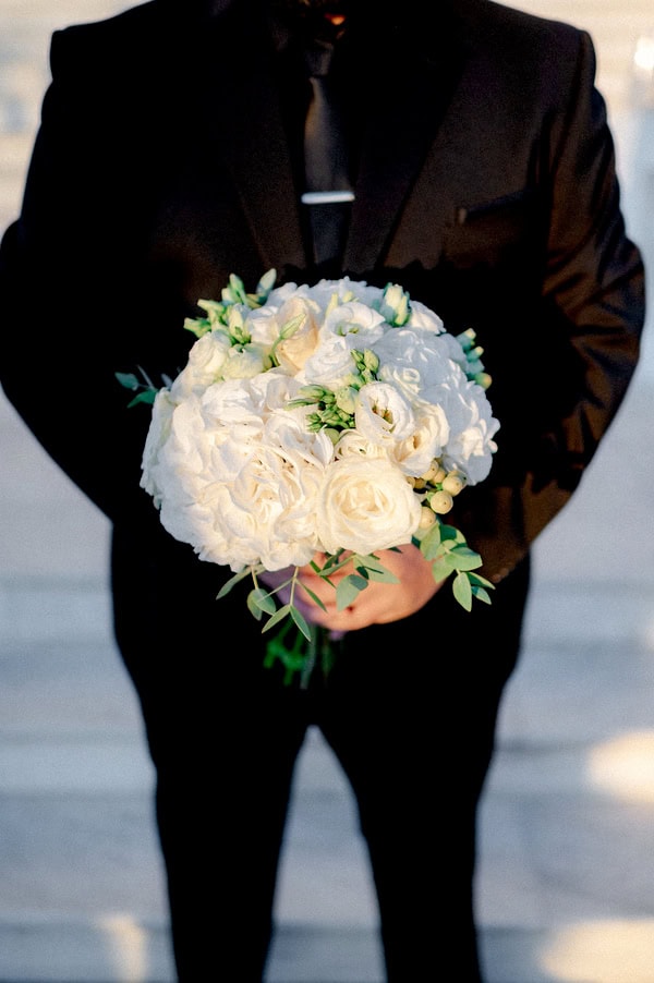 Summer Wedding In Agrinio With White Hydrangeas And Roses