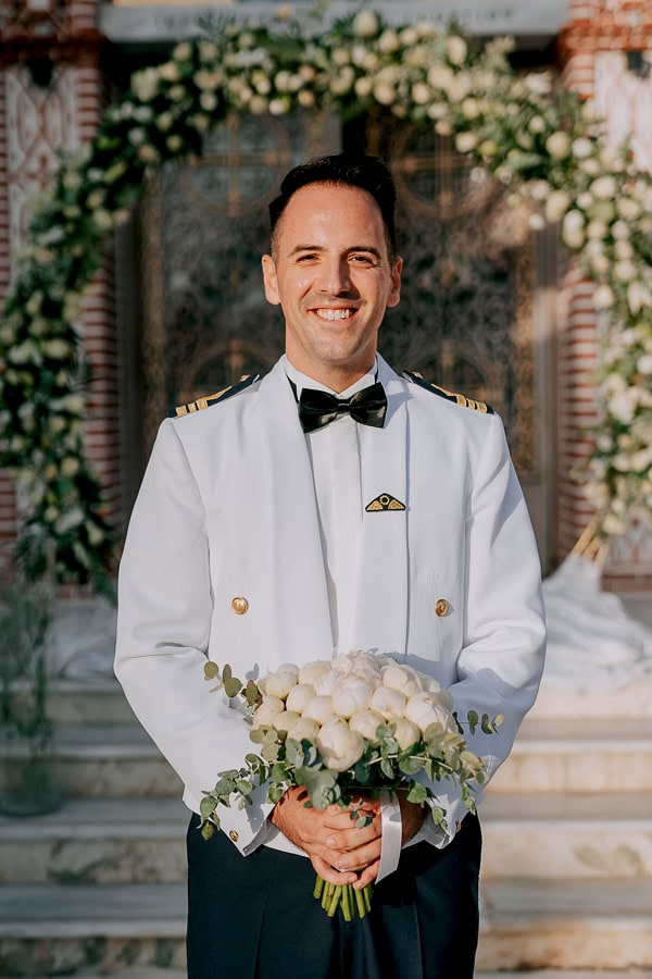 Military Wedding With White Flowers