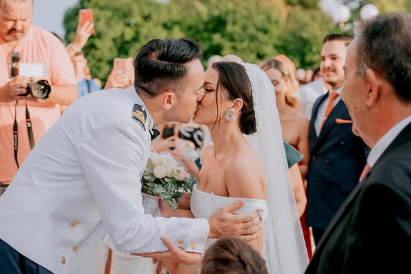 Military Wedding With White Flowers