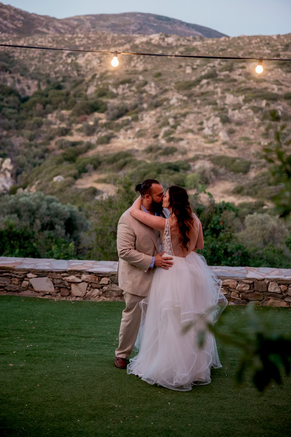 Summer Wedding In Naxos With White Flowers And Olive Leaves