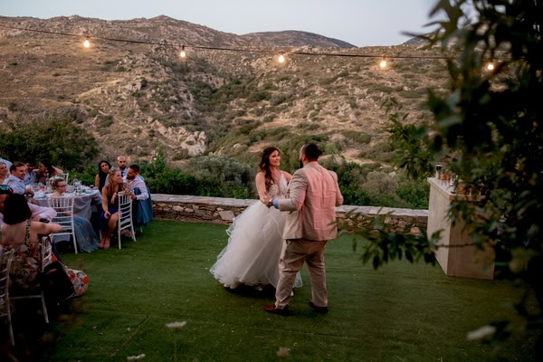 Summer Wedding In Naxos With White Flowers And Olive Leaves