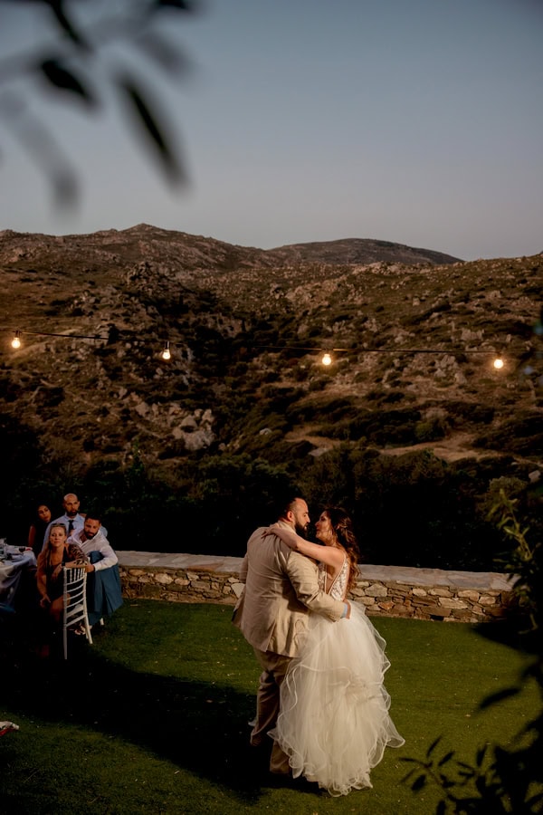 Summer Wedding In Naxos With White Flowers And Olive Leaves