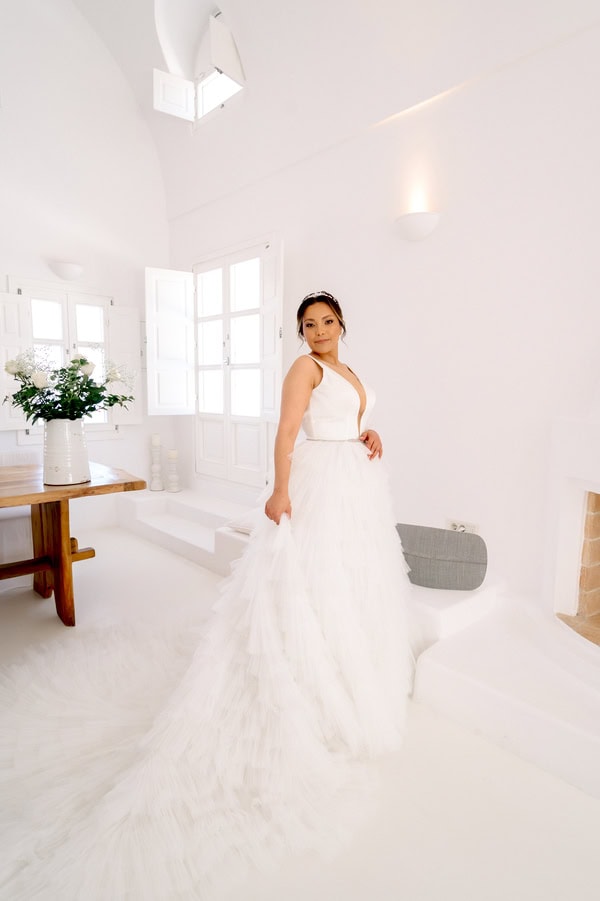 White Floral Dream Wedding Santorini