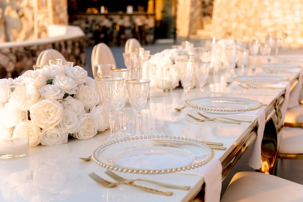 White Floral Dream Wedding Santorini