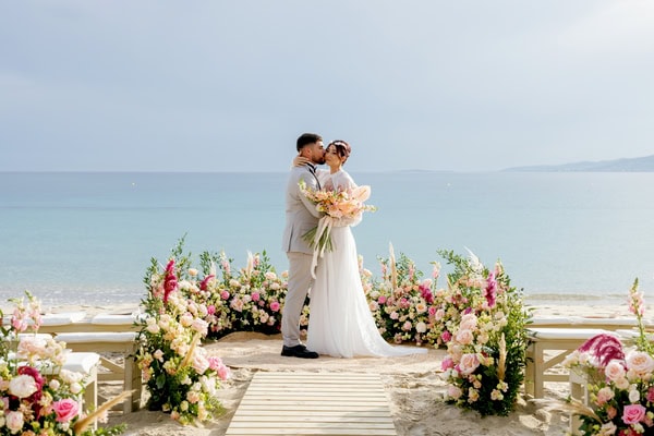 Romantic Beachside Styled Shoot Pastel Flowers Naxos