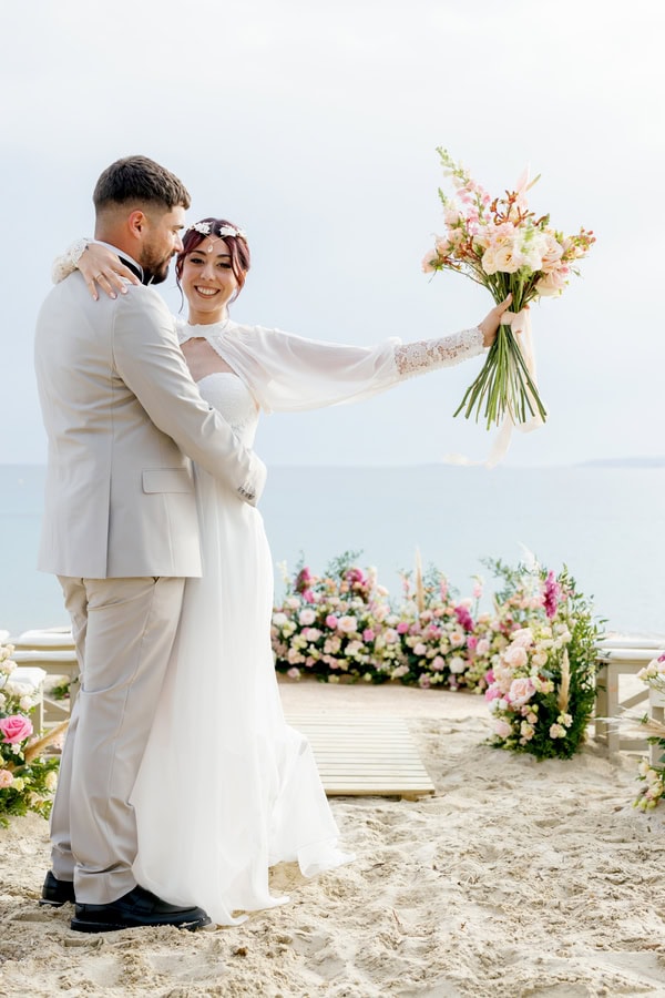 Romantic Beachside Styled Shoot Pastel Flowers Naxos