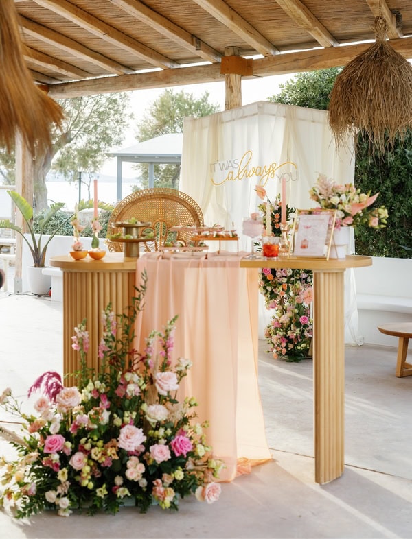 Romantic Beachside Styled Shoot Pastel Flowers Naxos