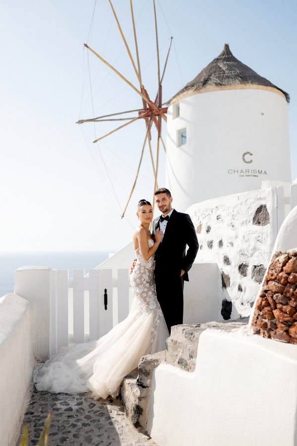 Romantic Destination Wedding Santorini Floral Arch