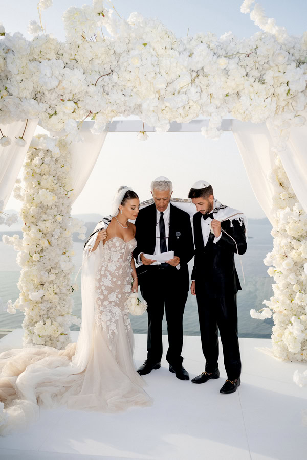 Romantic Destination Wedding Santorini Floral Arch