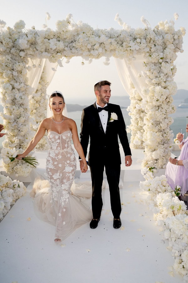 Romantic Destination Wedding Santorini Floral Arch