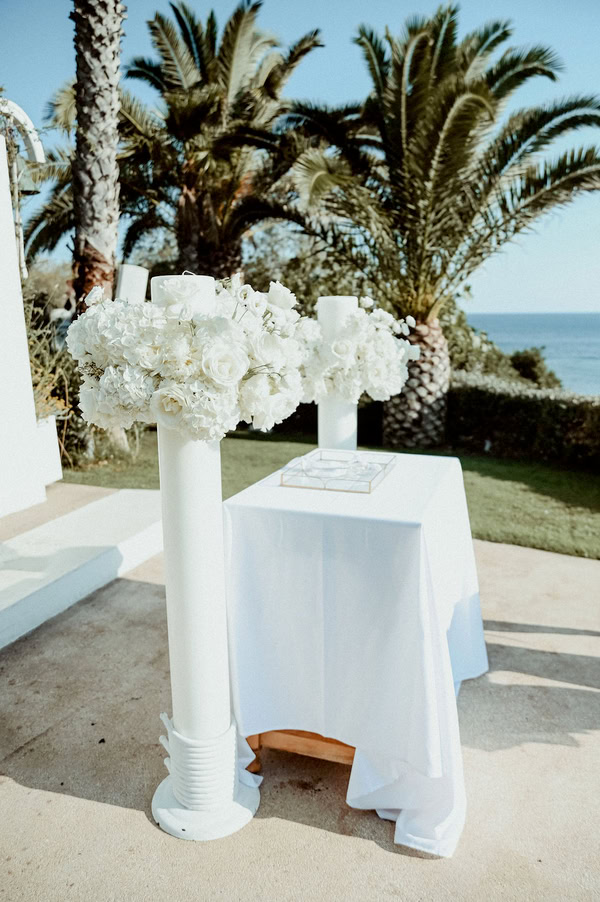 Romantic Summer Wedding White Flower Arrangements