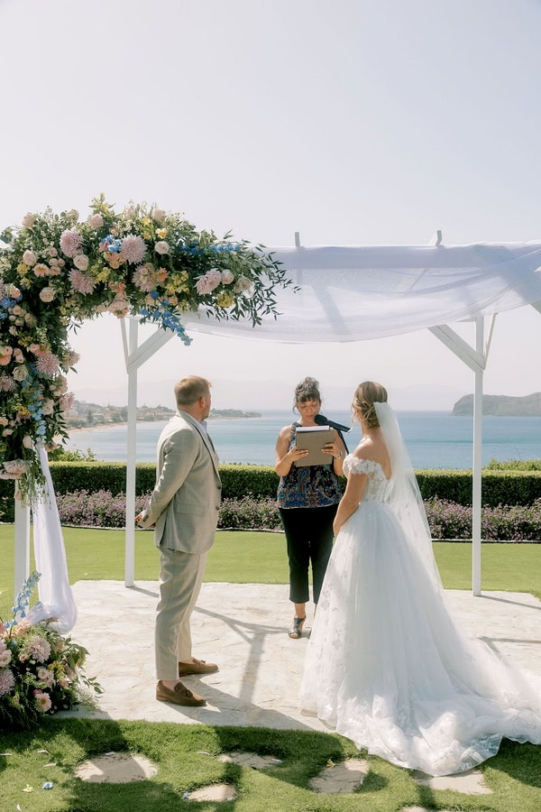 Dreamy Seaside Wedding Crete Vibrant Flowers