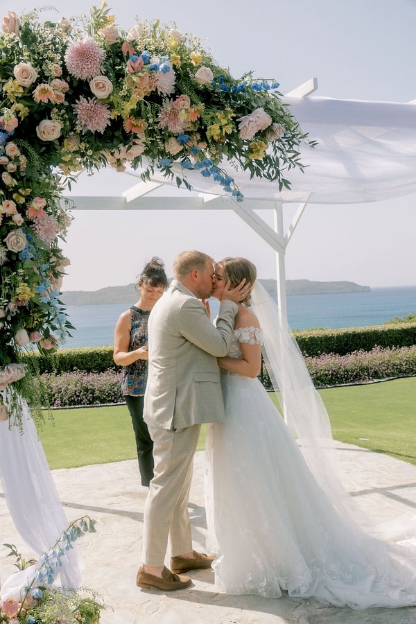 Dreamy Seaside Wedding Crete Vibrant Flowers