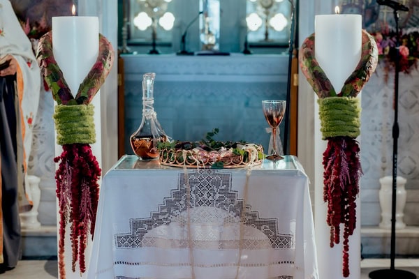 Fall Wedding Naxos Rich Floral Arrangements Autumn Colors