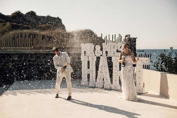 Stylish Santorini Wedding With Roses