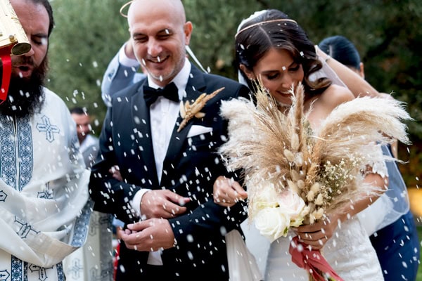 Boho Wedding Baptism At Kthma Orizontes With Pampas Grass And Callas