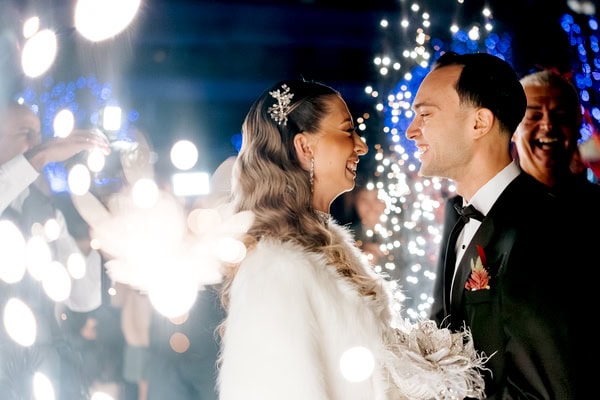 Glamorous Winter Wedding Deep Red Florals