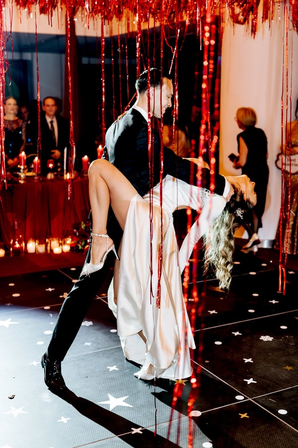 Glamorous Winter Wedding Deep Red Florals